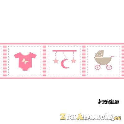 Cenefa Adhesiva Bebe Rosa y Blanca